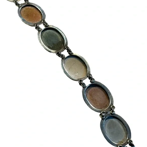 Antique Bracelet Stone Cameo 800 Silver Victorian Lava RARE Seven Days Chariots - Picture 2 of 14